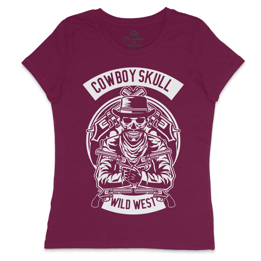 Cowboy Skull Womens Crew Neck T-Shirt American B519