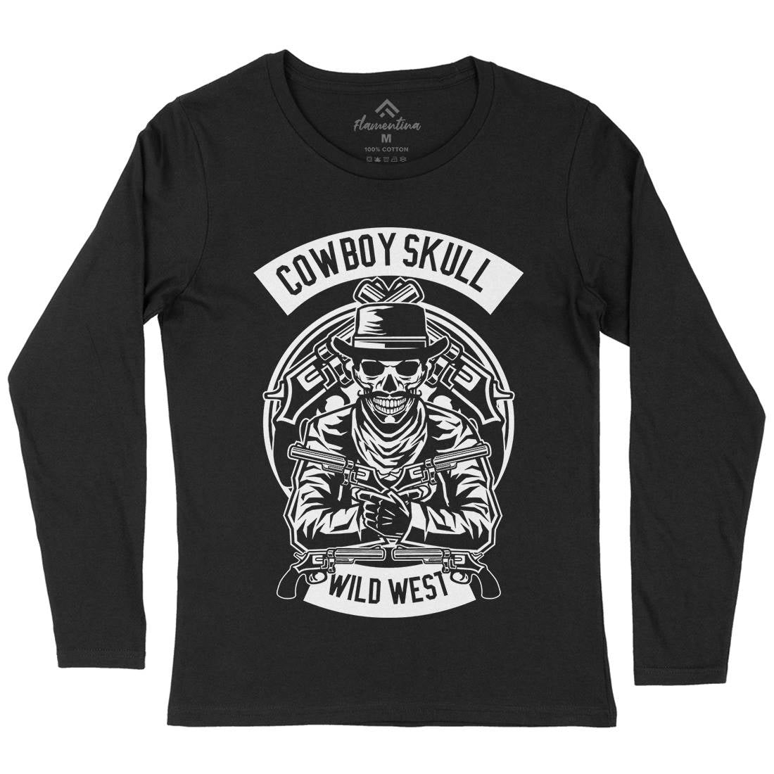 Cowboy Skull Womens Long Sleeve T-Shirt American B519