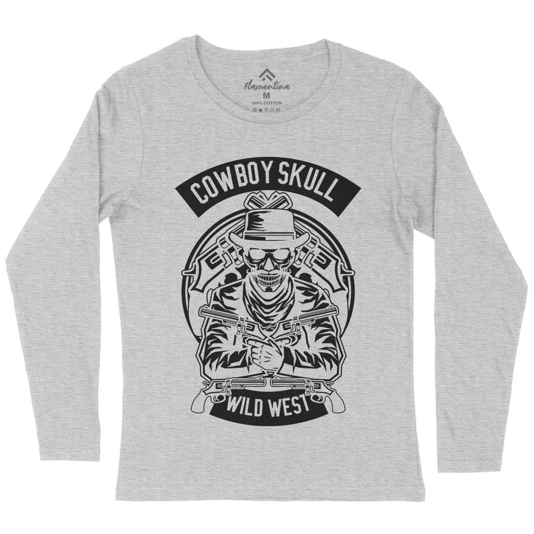 Cowboy Skull Womens Long Sleeve T-Shirt American B519