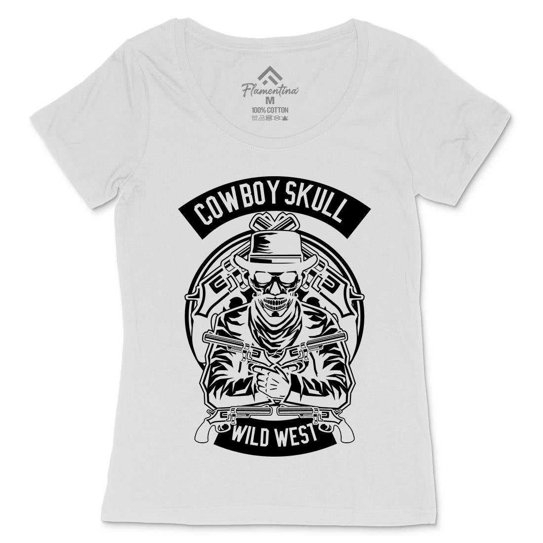 Cowboy Skull Womens Scoop Neck T-Shirt American B519