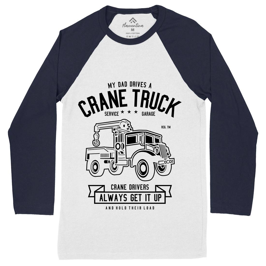Crane Truck Mens Long Sleeve Baseball T-Shirt Vehicles B520