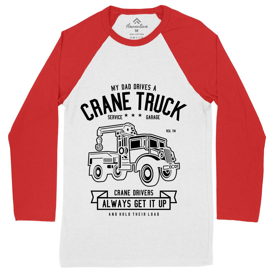 Crane Truck Mens Long Sleeve Baseball T-Shirt Vehicles B520