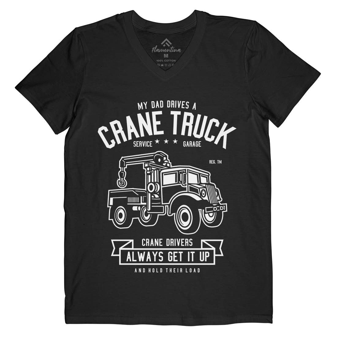Crane Truck Mens Organic V-Neck T-Shirt Vehicles B520