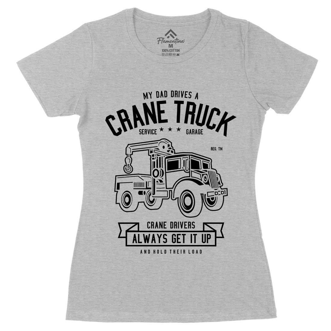Crane Truck Womens Organic Crew Neck T-Shirt Vehicles B520