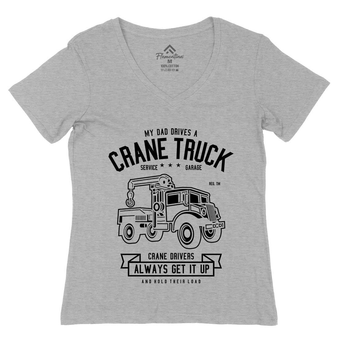 Crane Truck Womens Organic V-Neck T-Shirt Vehicles B520