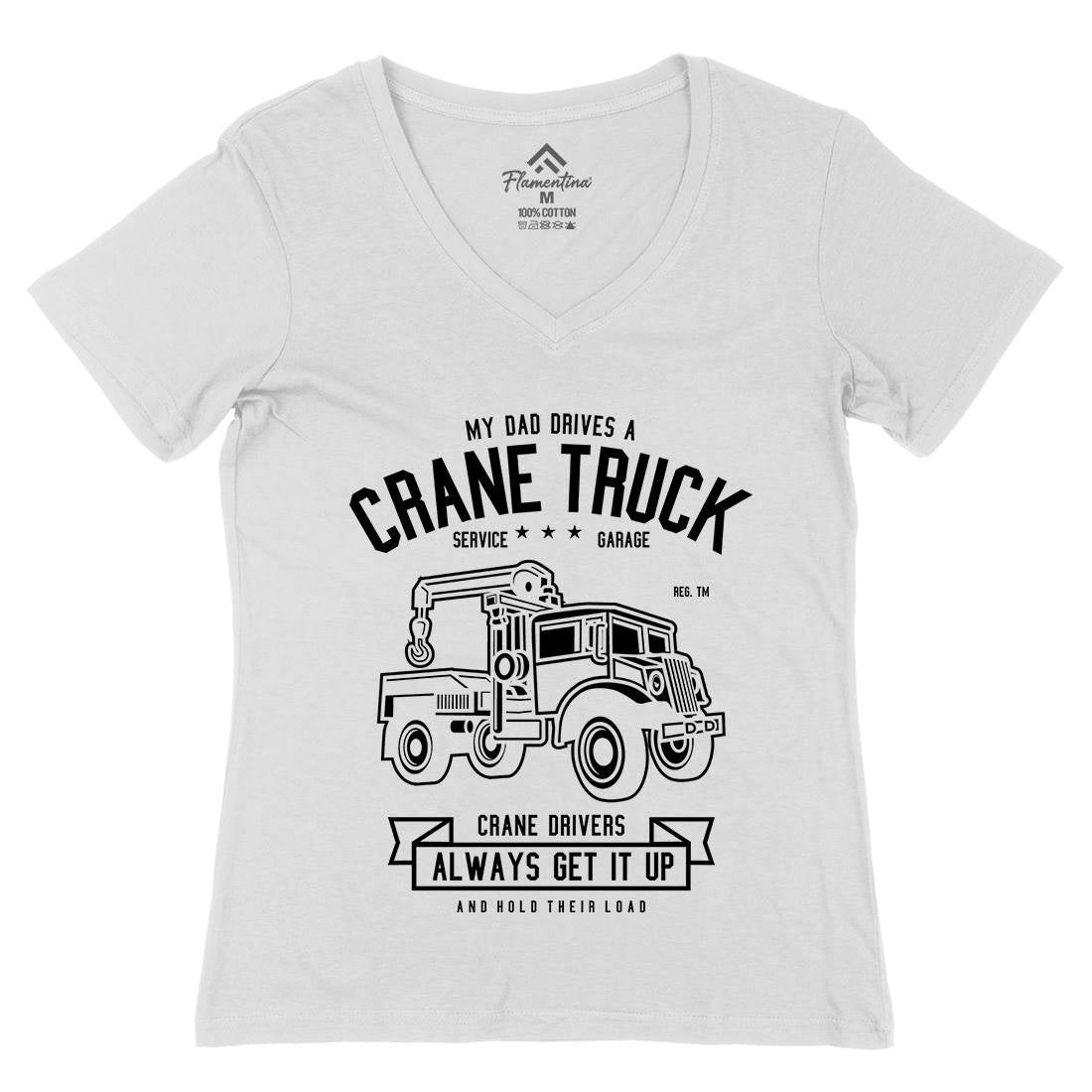 Crane Truck Womens Organic V-Neck T-Shirt Vehicles B520