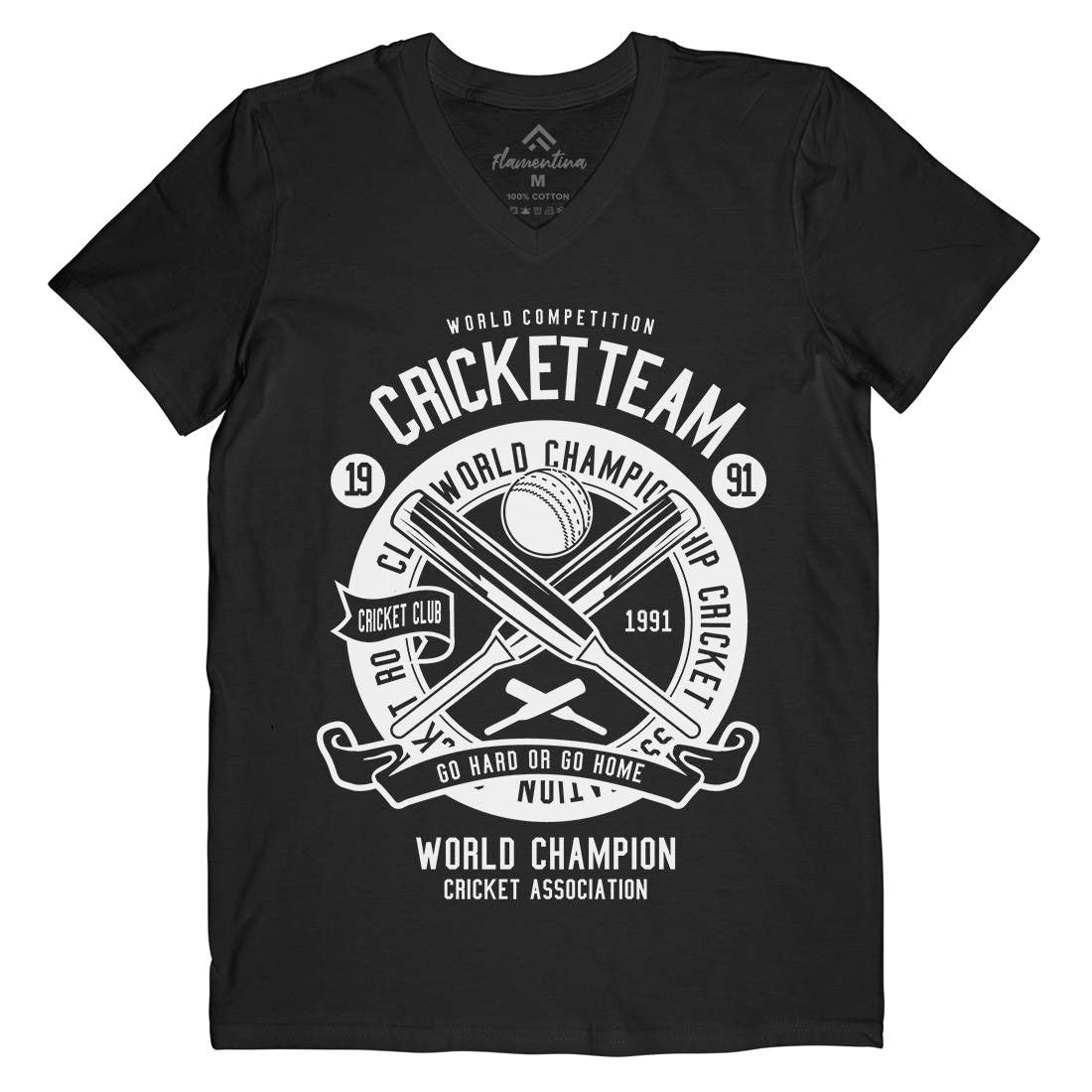Cricket Team Mens Organic V-Neck T-Shirt Sport B521