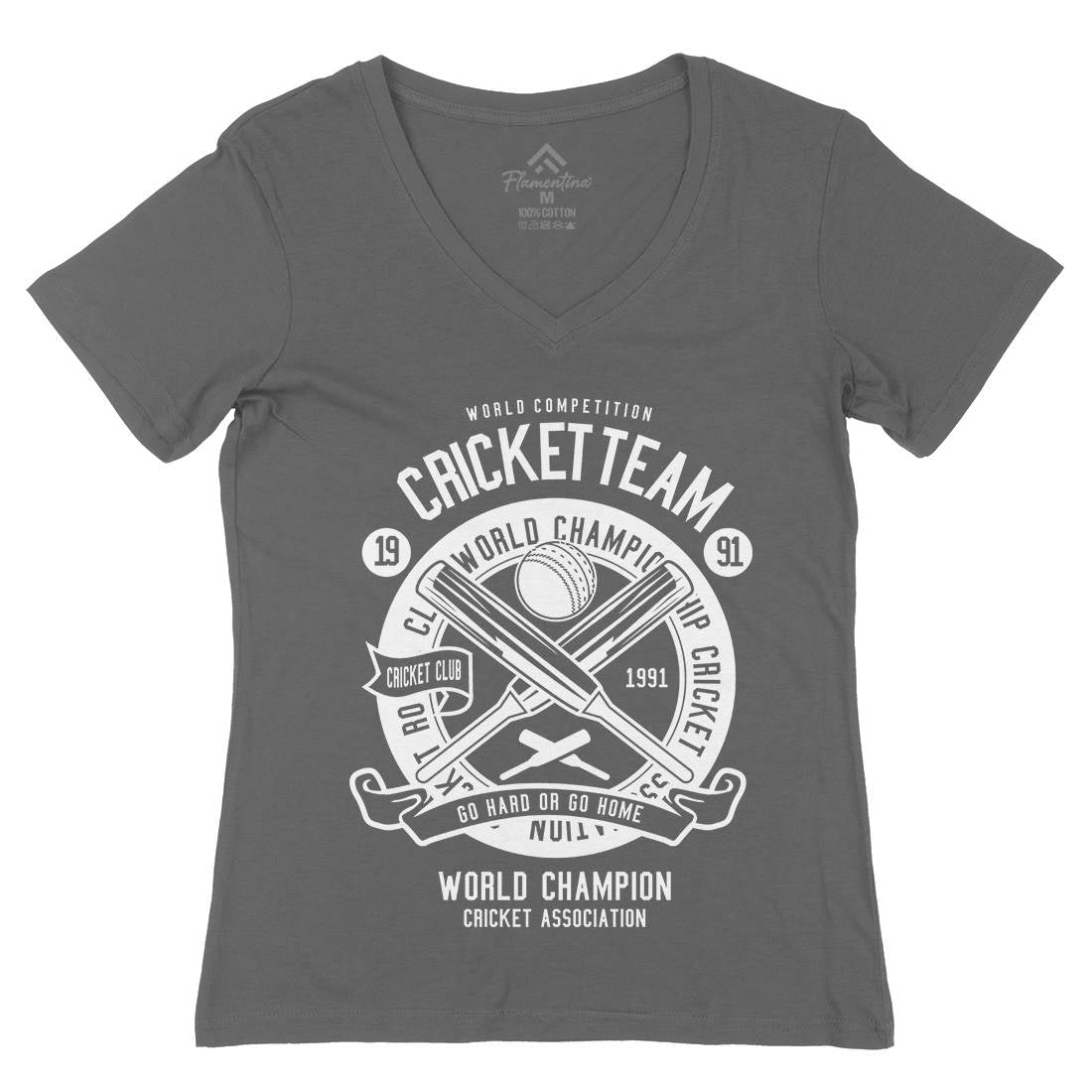 Cricket Team Womens Organic V-Neck T-Shirt Sport B521