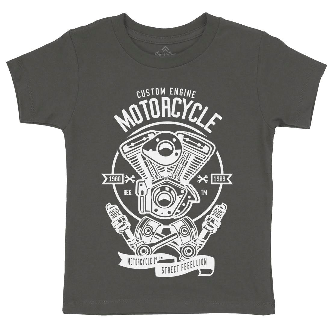 Custom Engine Kids Crew Neck T-Shirt Motorcycles B522