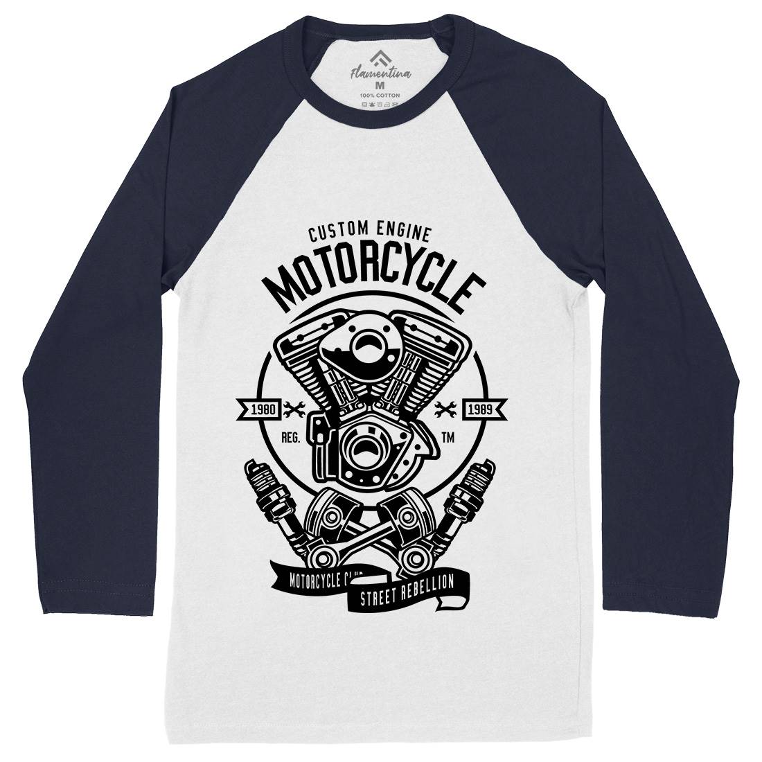 Custom Engine Mens Long Sleeve Baseball T-Shirt Motorcycles B522