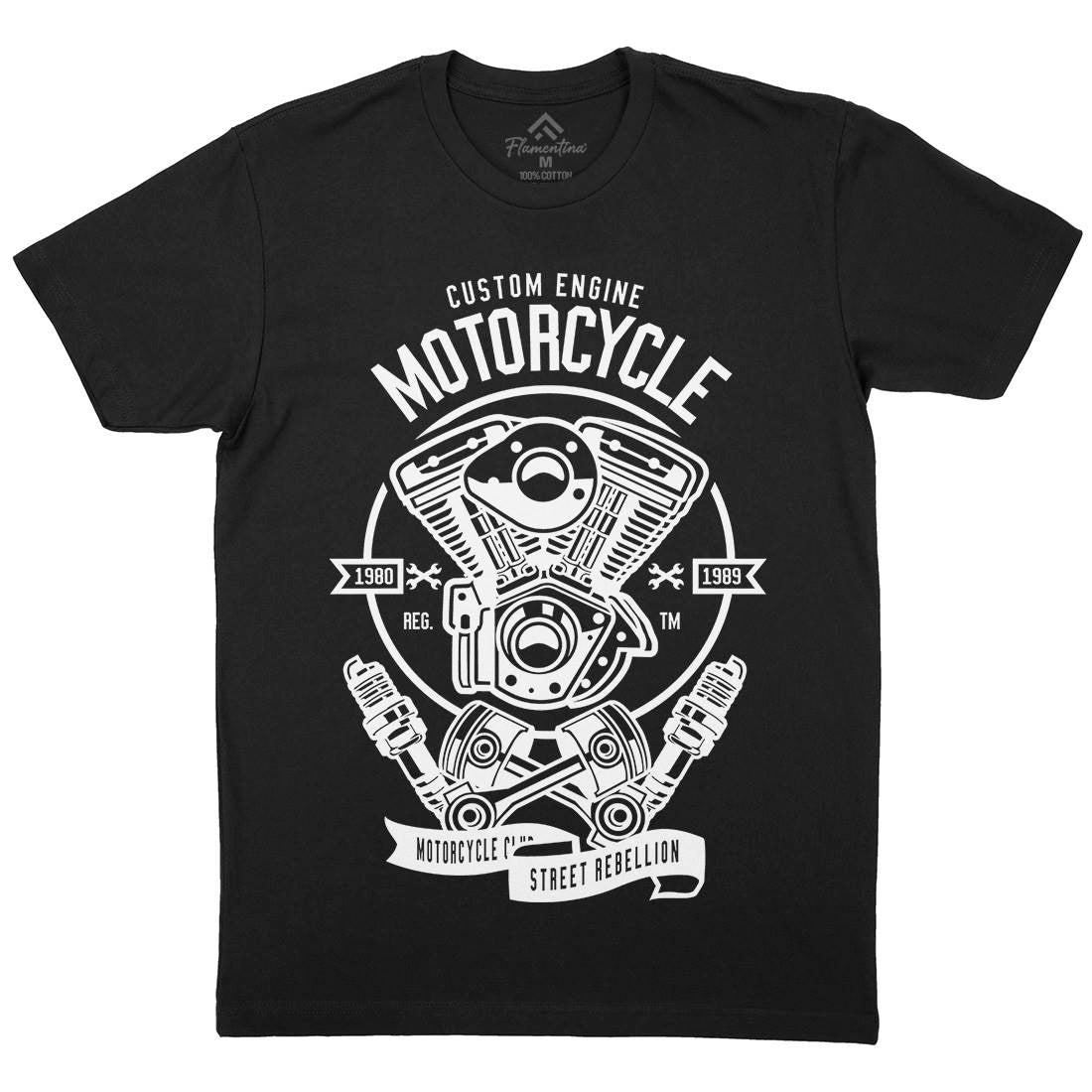 Custom Engine Mens Organic Crew Neck T-Shirt Motorcycles B522