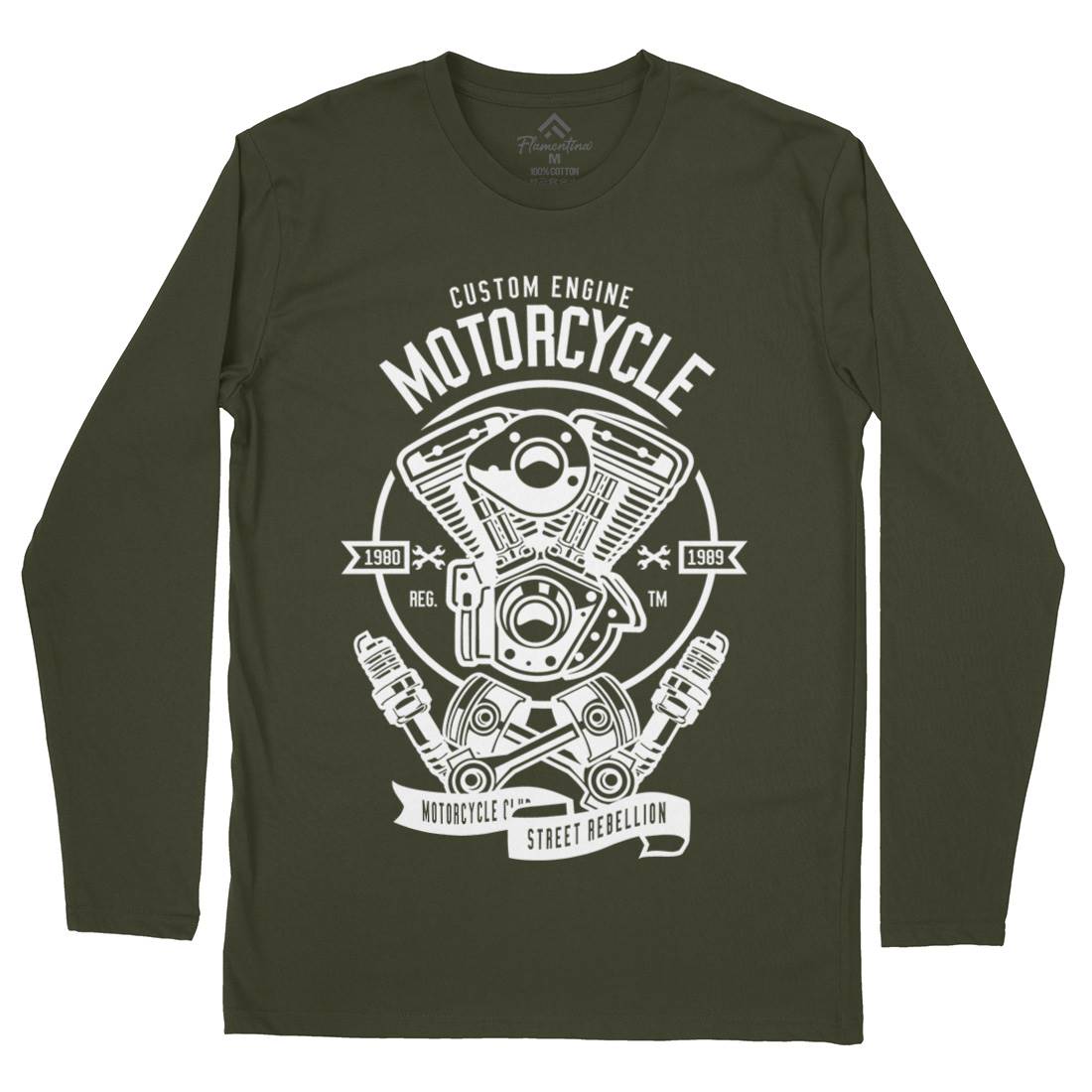Custom Engine Mens Long Sleeve T-Shirt Motorcycles B522