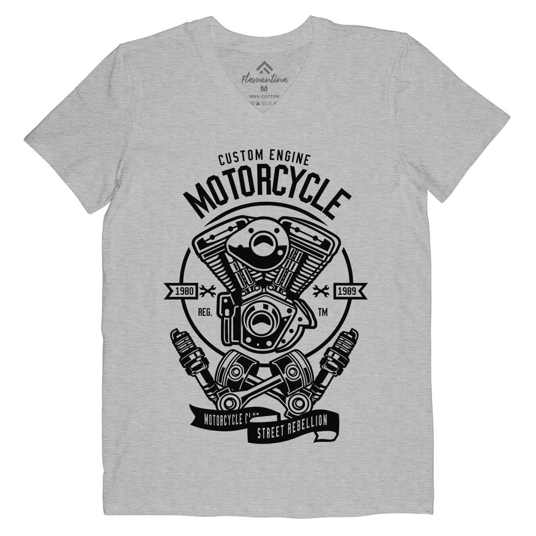 Custom Engine Mens V-Neck T-Shirt Motorcycles B522