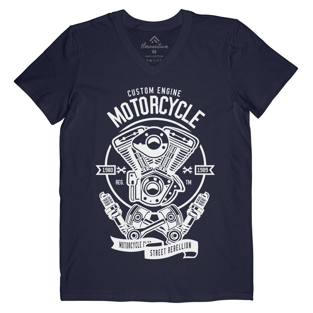 Custom Engine Mens Organic V-Neck T-Shirt Motorcycles B522