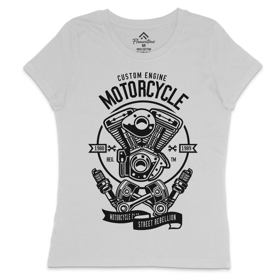 Custom Engine Womens Crew Neck T-Shirt Motorcycles B522