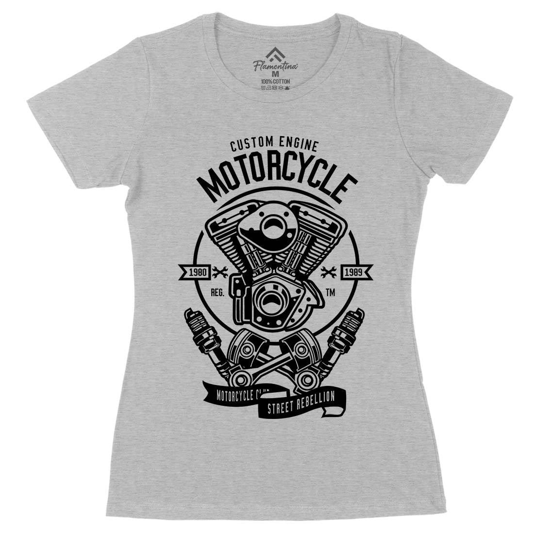 Custom Engine Womens Organic Crew Neck T-Shirt Motorcycles B522