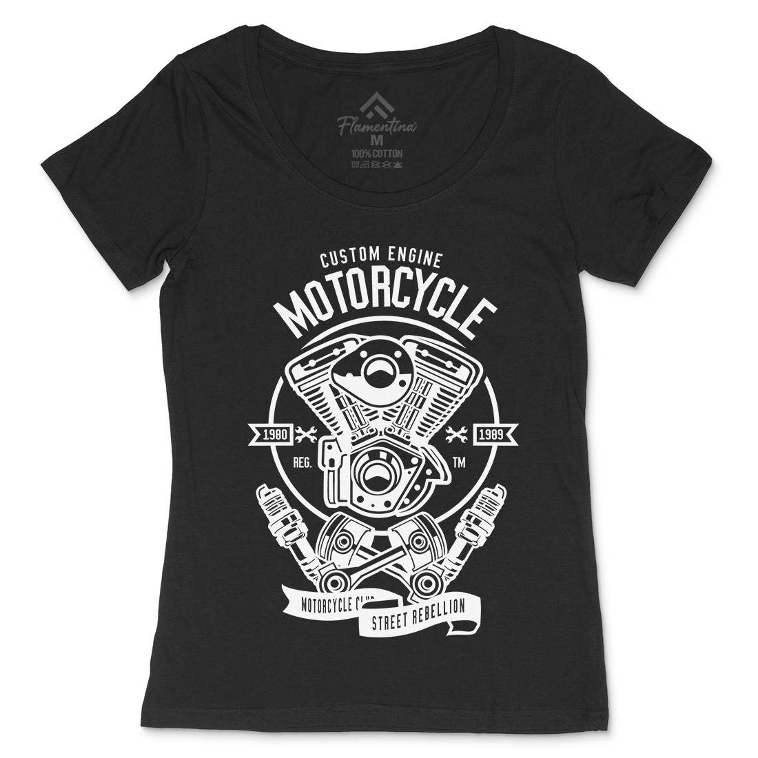 Custom Engine Womens Scoop Neck T-Shirt Motorcycles B522