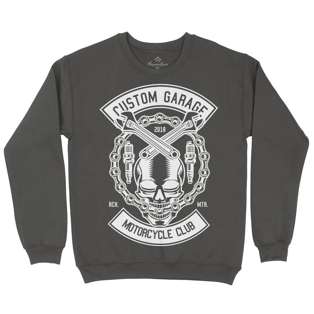 Custom Garage Skull Kids Crew Neck Sweatshirt Motorcycles B523