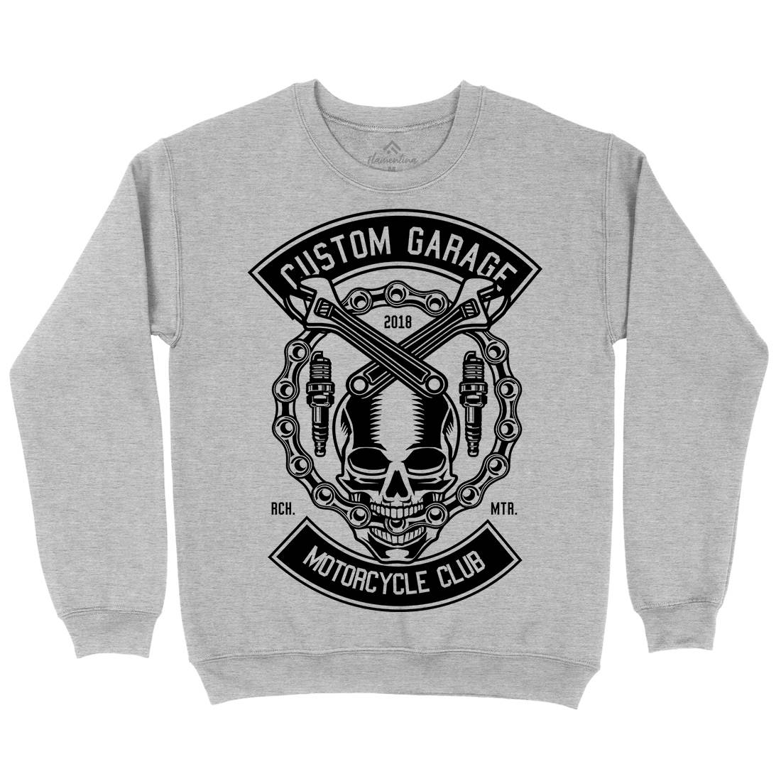 Custom Garage Skull Kids Crew Neck Sweatshirt Motorcycles B523