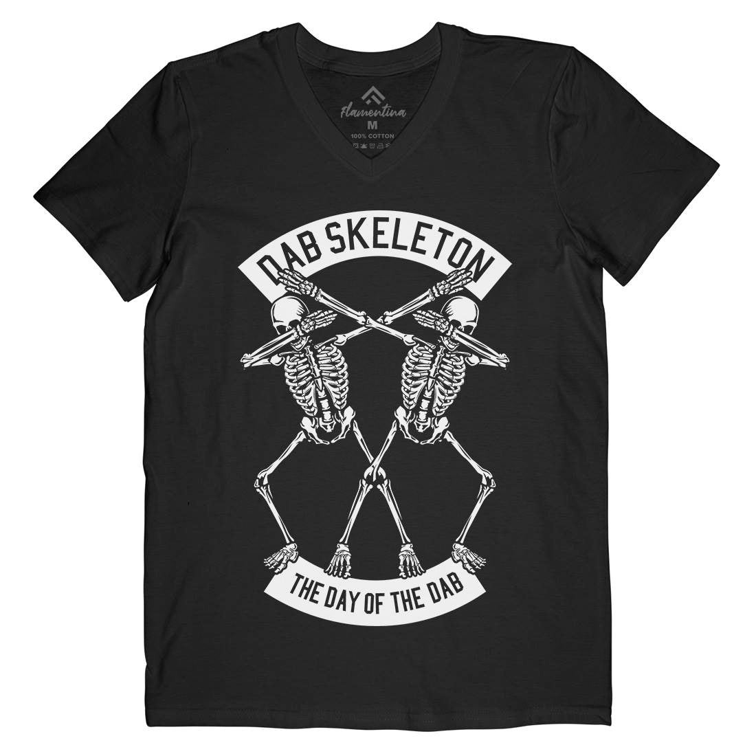 Dab Skeleton Mens V-Neck T-Shirt Music B524