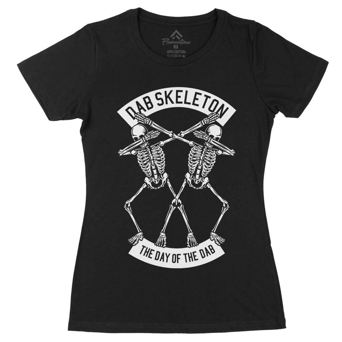 Dab Skeleton Womens Organic Crew Neck T-Shirt Music B524