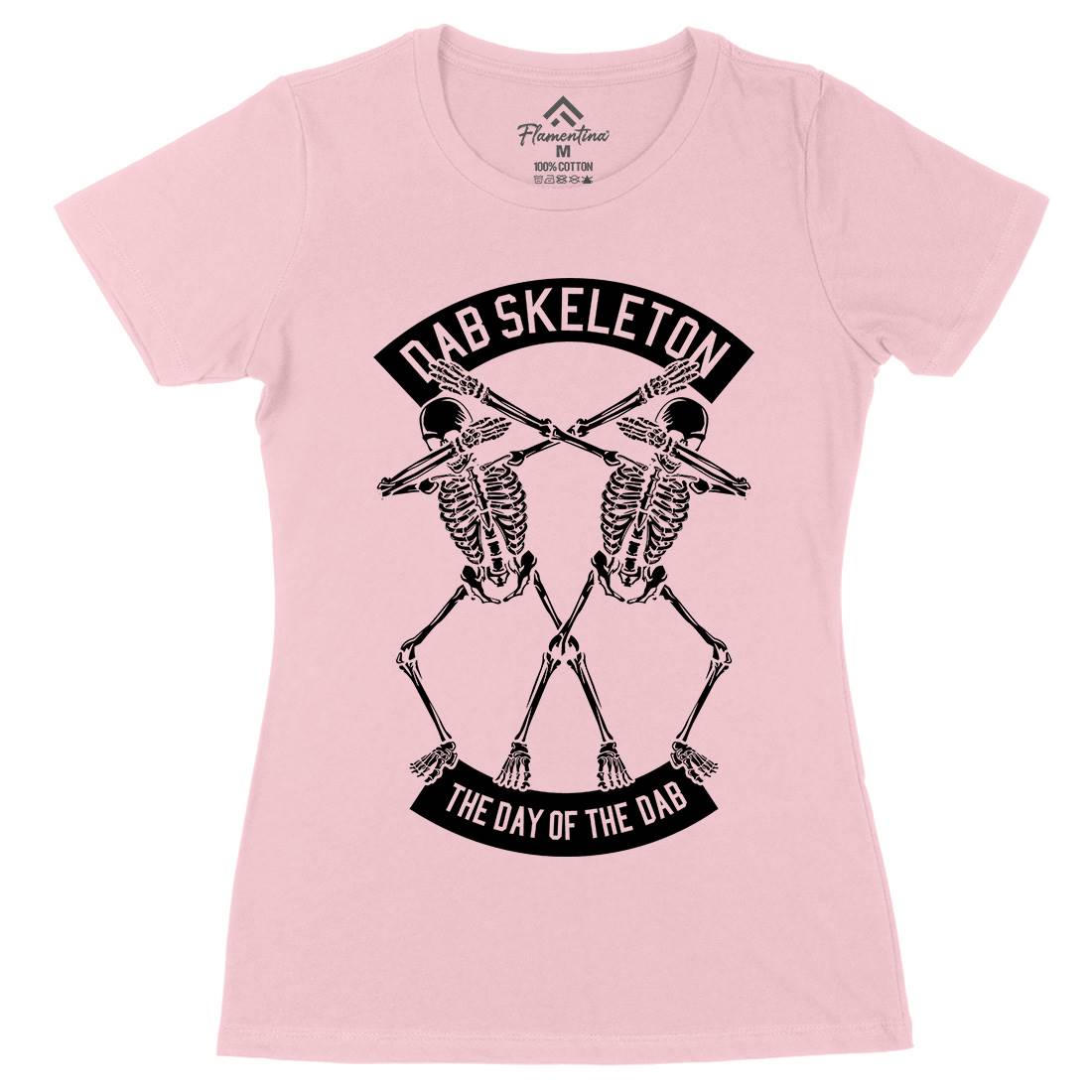 Dab Skeleton Womens Organic Crew Neck T-Shirt Music B524