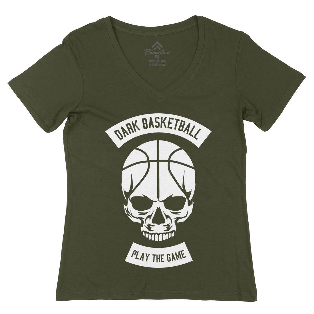 Dark Basketball Womens Organic V-Neck T-Shirt Sport B525