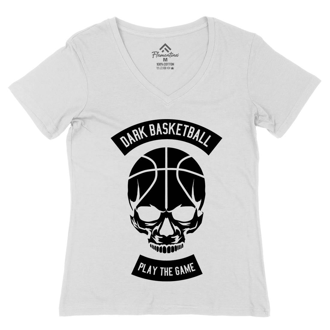 Dark Basketball Womens Organic V-Neck T-Shirt Sport B525