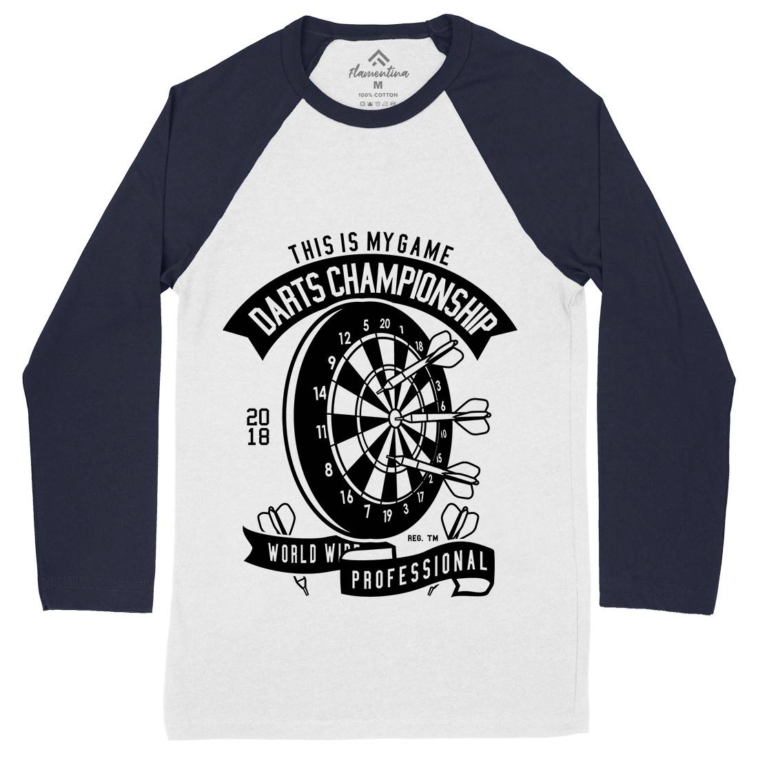 Darts Championship Mens Long Sleeve Baseball T-Shirt Sport B526