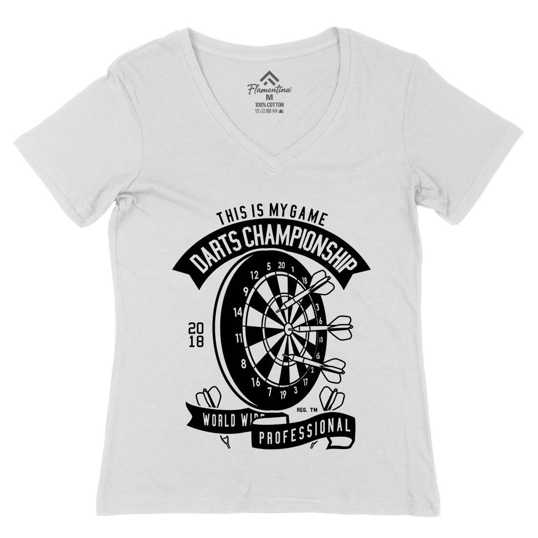 Darts Championship Womens Organic V-Neck T-Shirt Sport B526