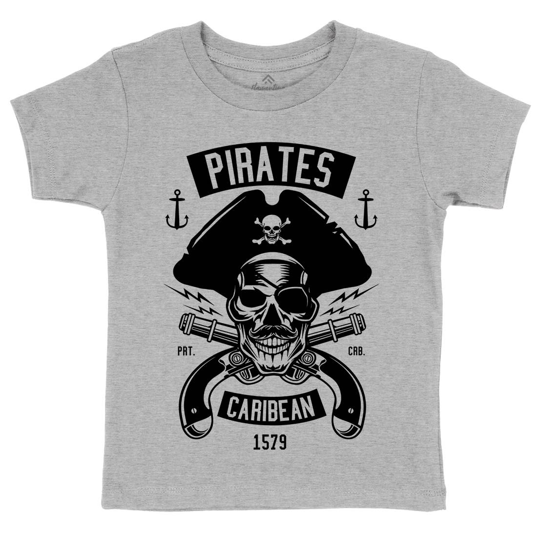 Dead Pirates Kids Crew Neck T-Shirt Navy B527