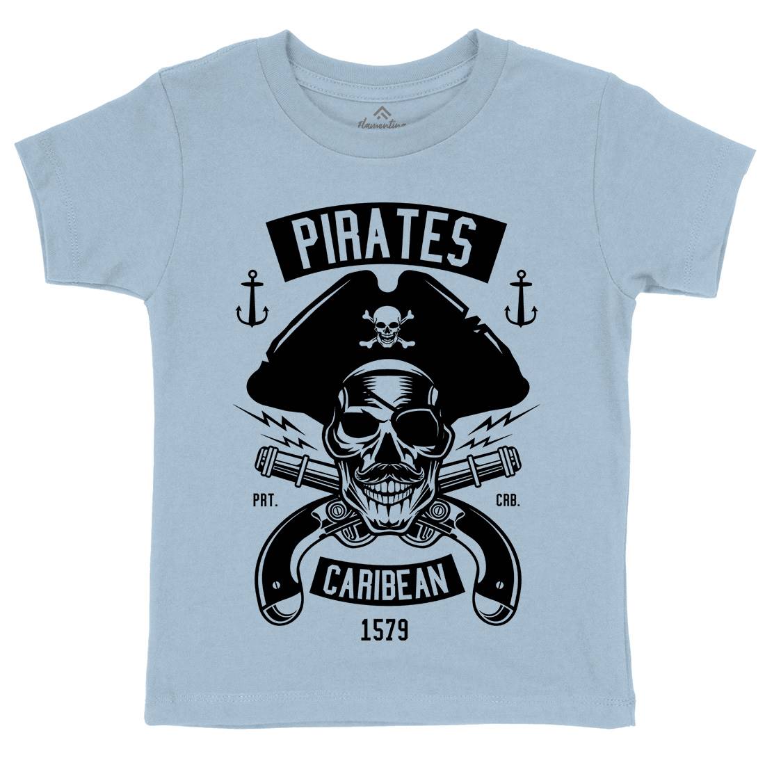 Dead Pirates Kids Organic Crew Neck T-Shirt Navy B527