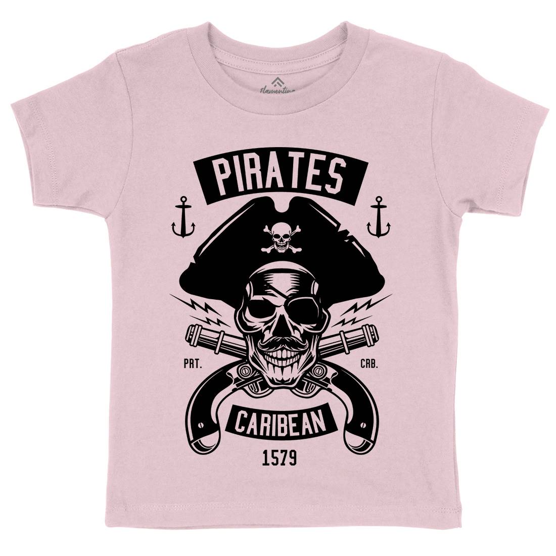 Dead Pirates Kids Organic Crew Neck T-Shirt Navy B527