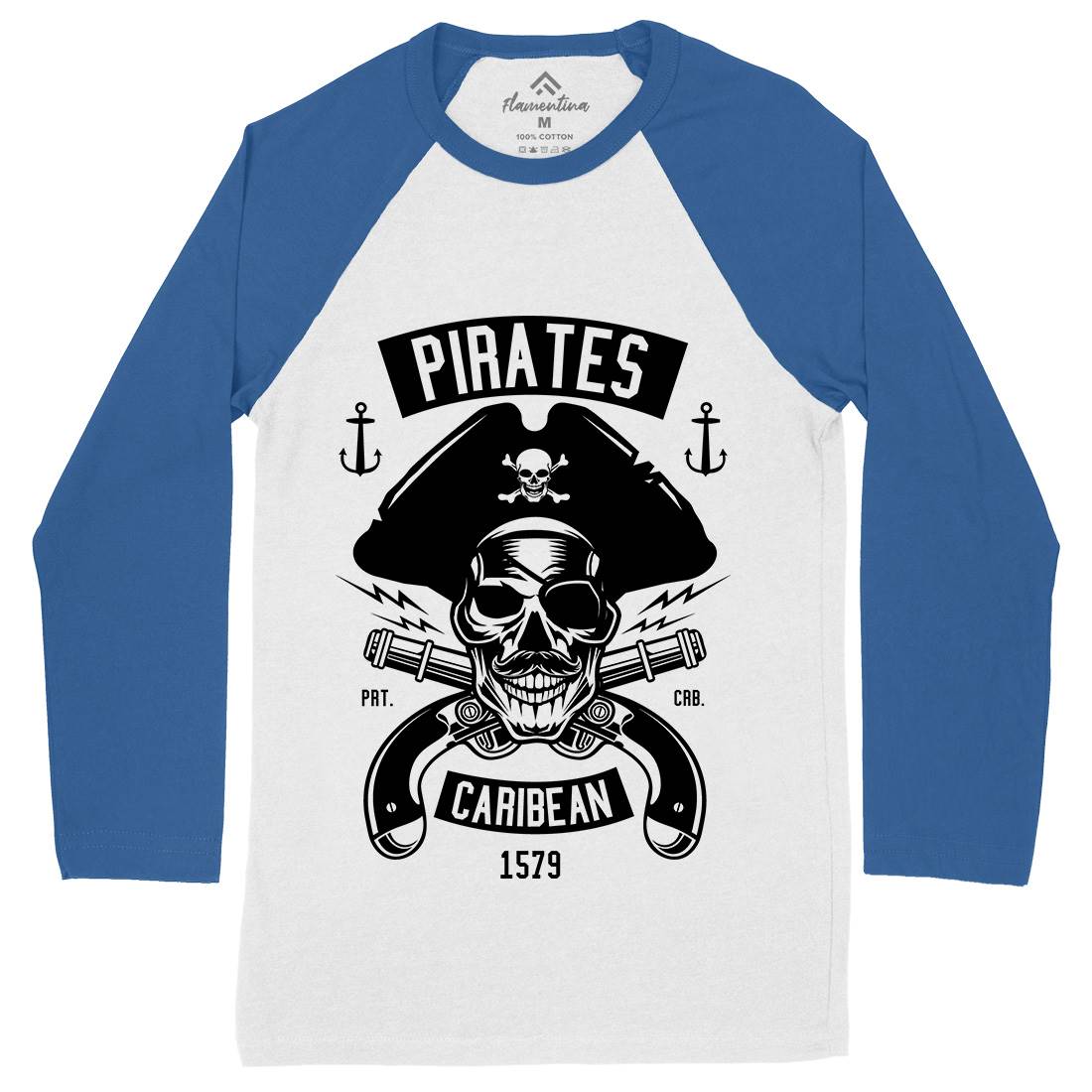 Dead Pirates Mens Long Sleeve Baseball T-Shirt Navy B527