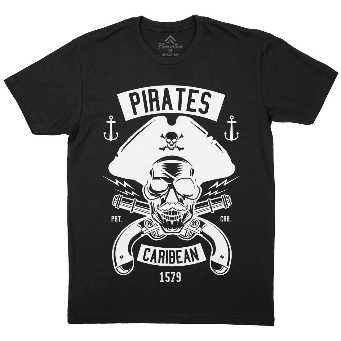 Dead Pirates Mens Organic Crew Neck T-Shirt Navy B527