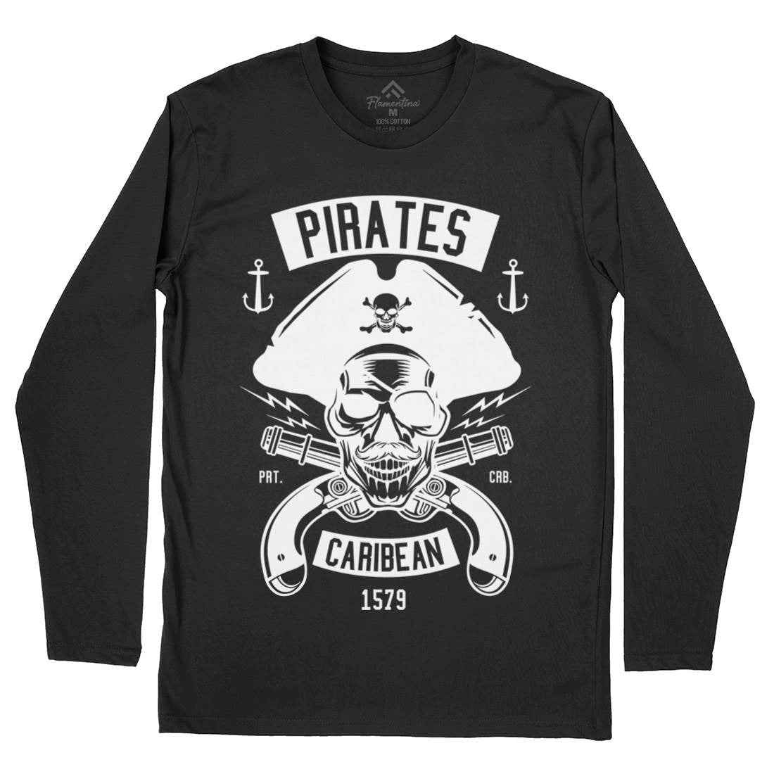 Dead Pirates Mens Long Sleeve T-Shirt Navy B527