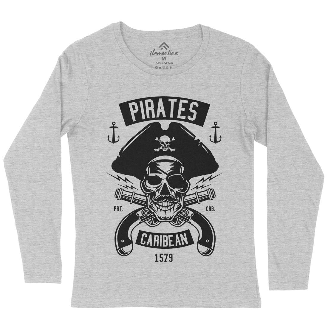 Dead Pirates Womens Long Sleeve T-Shirt Navy B527