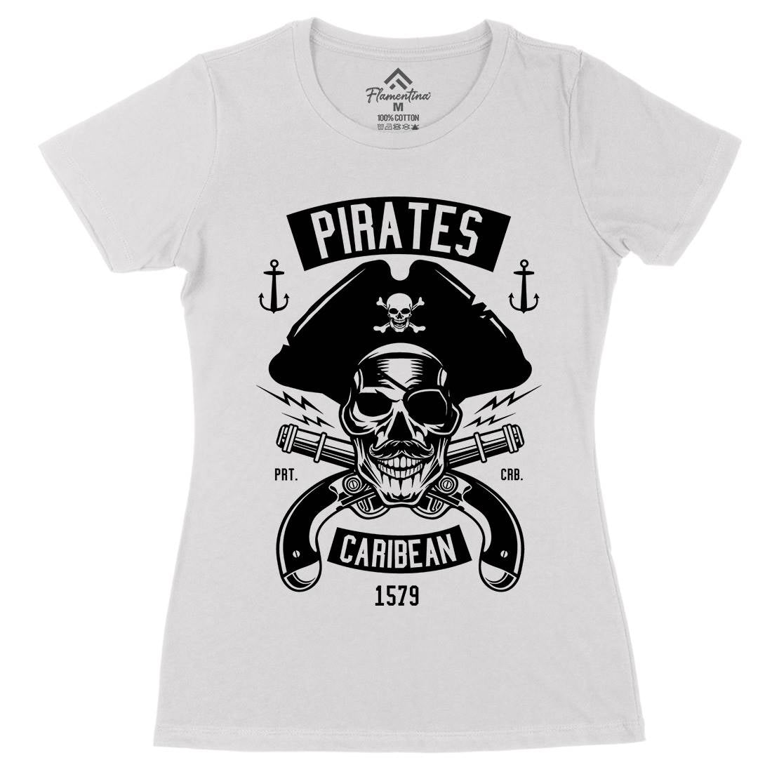 Dead Pirates Womens Organic Crew Neck T-Shirt Navy B527