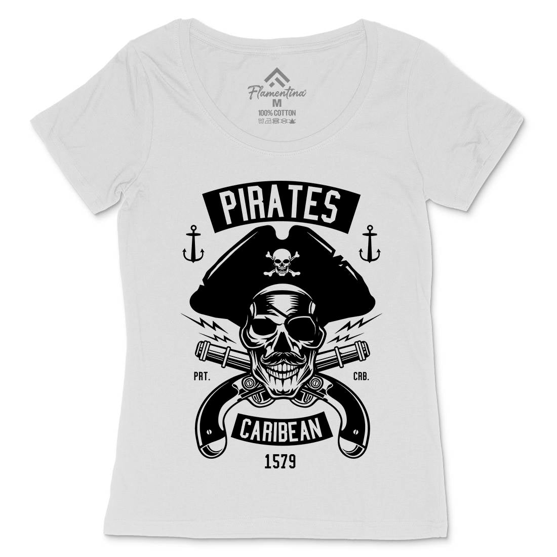Dead Pirates Womens Scoop Neck T-Shirt Navy B527