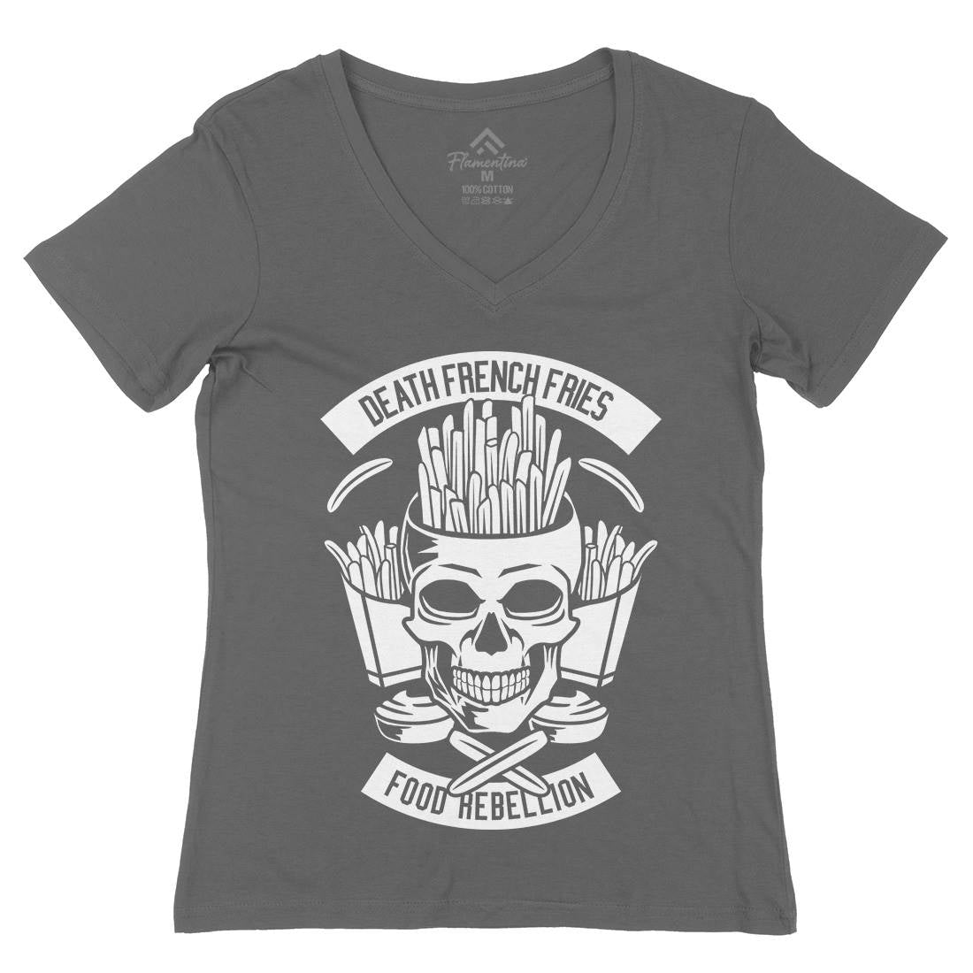 Death French Fries Womens Organic V-Neck T-Shirt Food B528
