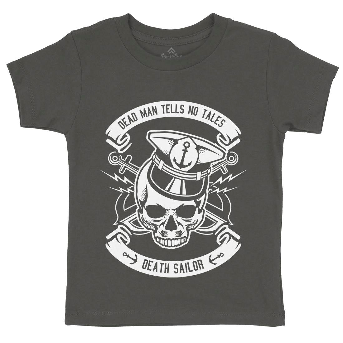 Death Sailor Kids Organic Crew Neck T-Shirt Navy B529