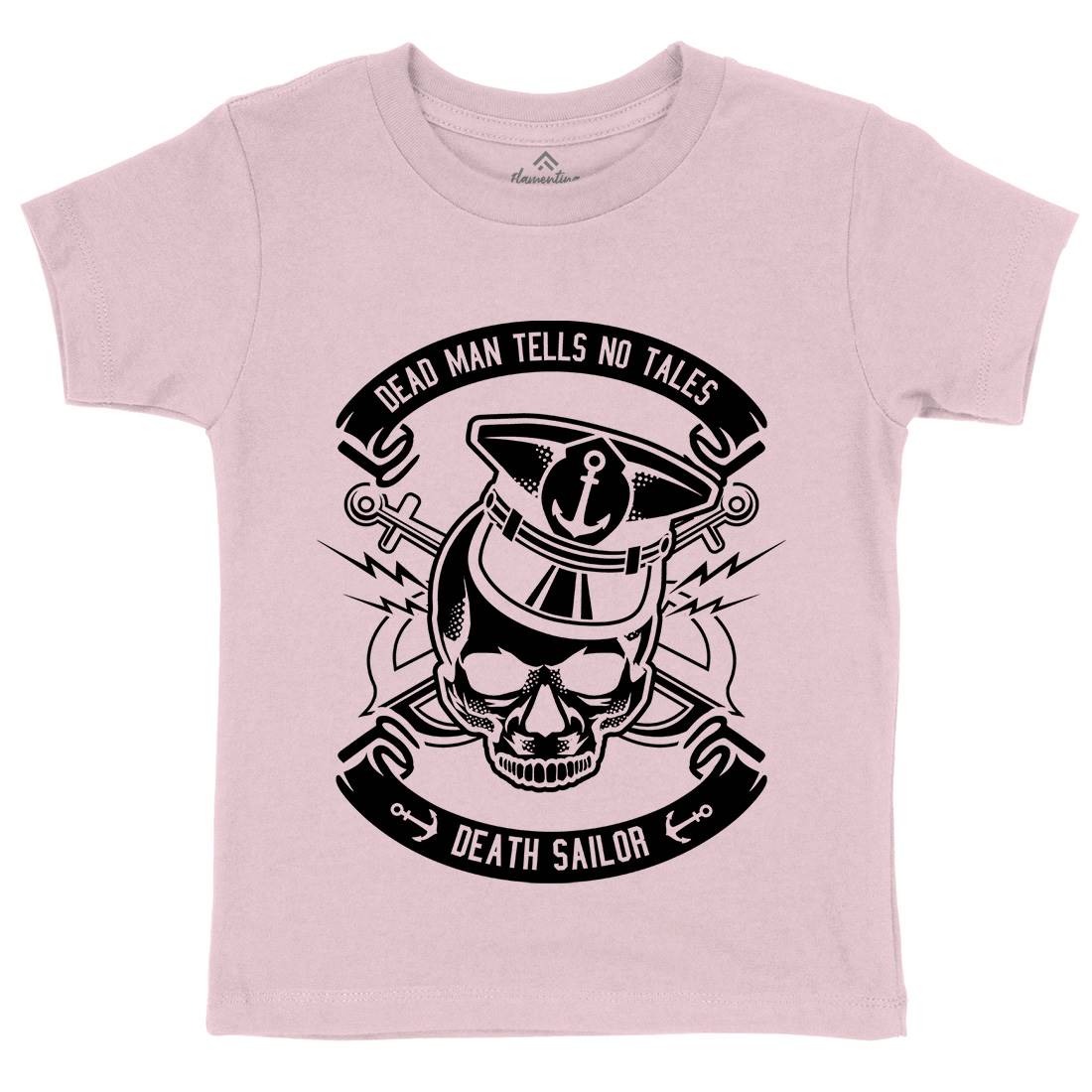 Death Sailor Kids Organic Crew Neck T-Shirt Navy B529