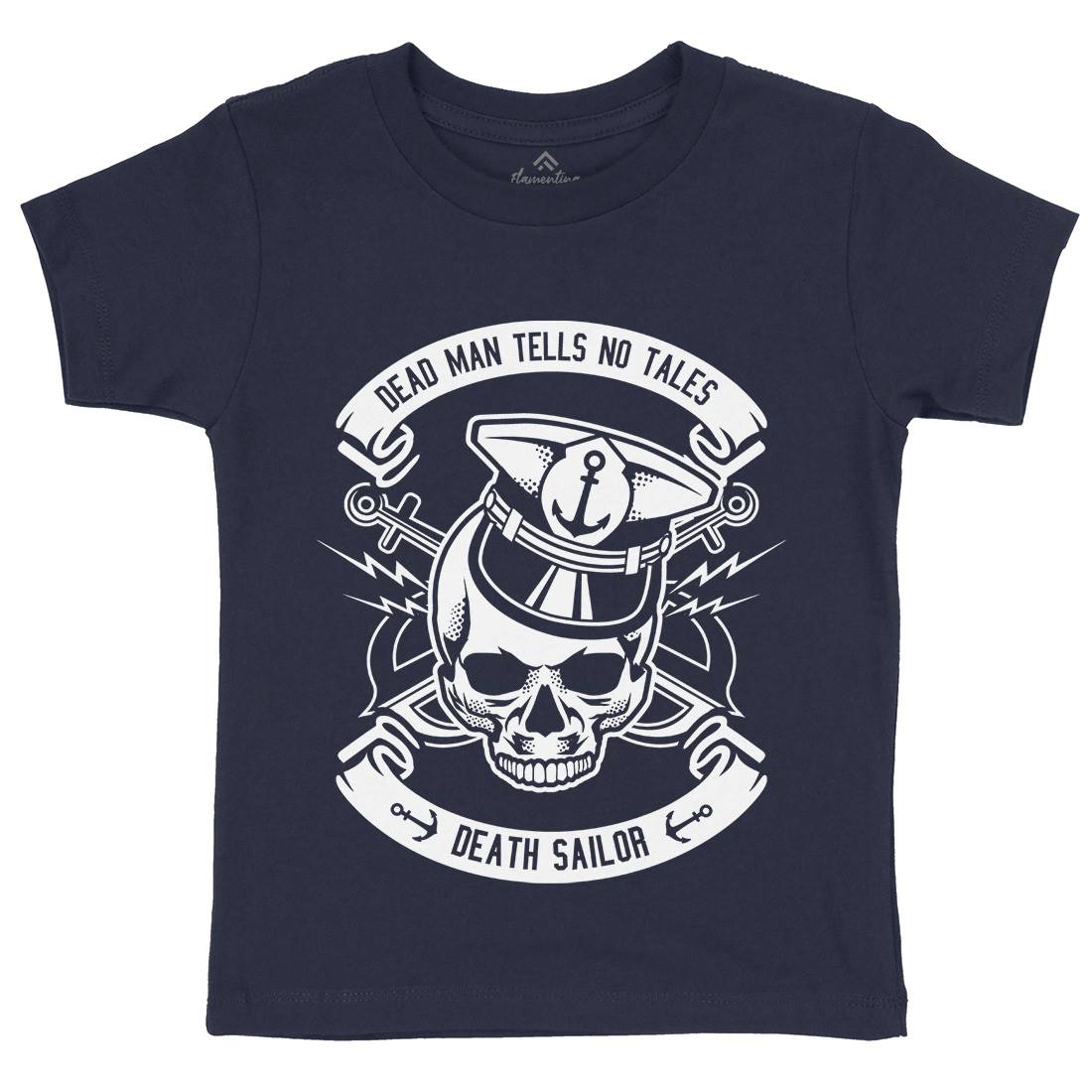 Death Sailor Kids Crew Neck T-Shirt Navy B529