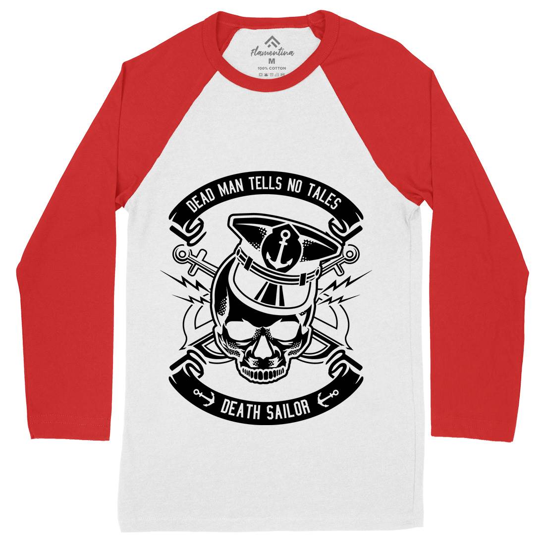 Death Sailor Mens Long Sleeve Baseball T-Shirt Navy B529