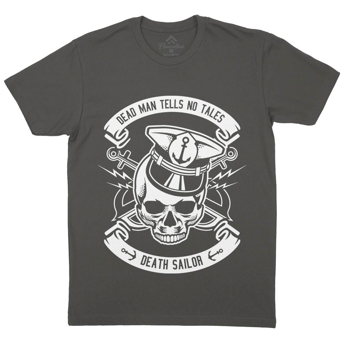 Death Sailor Mens Organic Crew Neck T-Shirt Navy B529