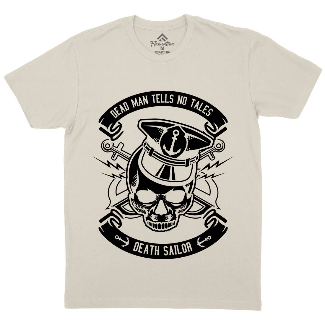Death Sailor Mens Organic Crew Neck T-Shirt Navy B529