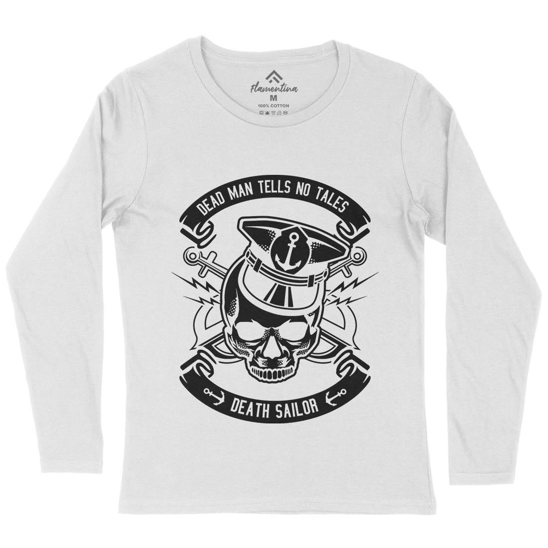 Death Sailor Womens Long Sleeve T-Shirt Navy B529