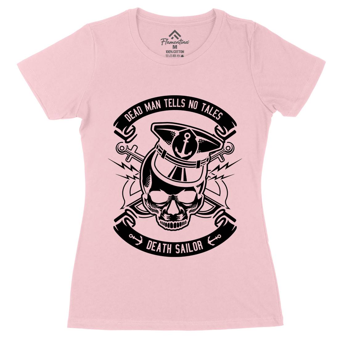 Death Sailor Womens Organic Crew Neck T-Shirt Navy B529