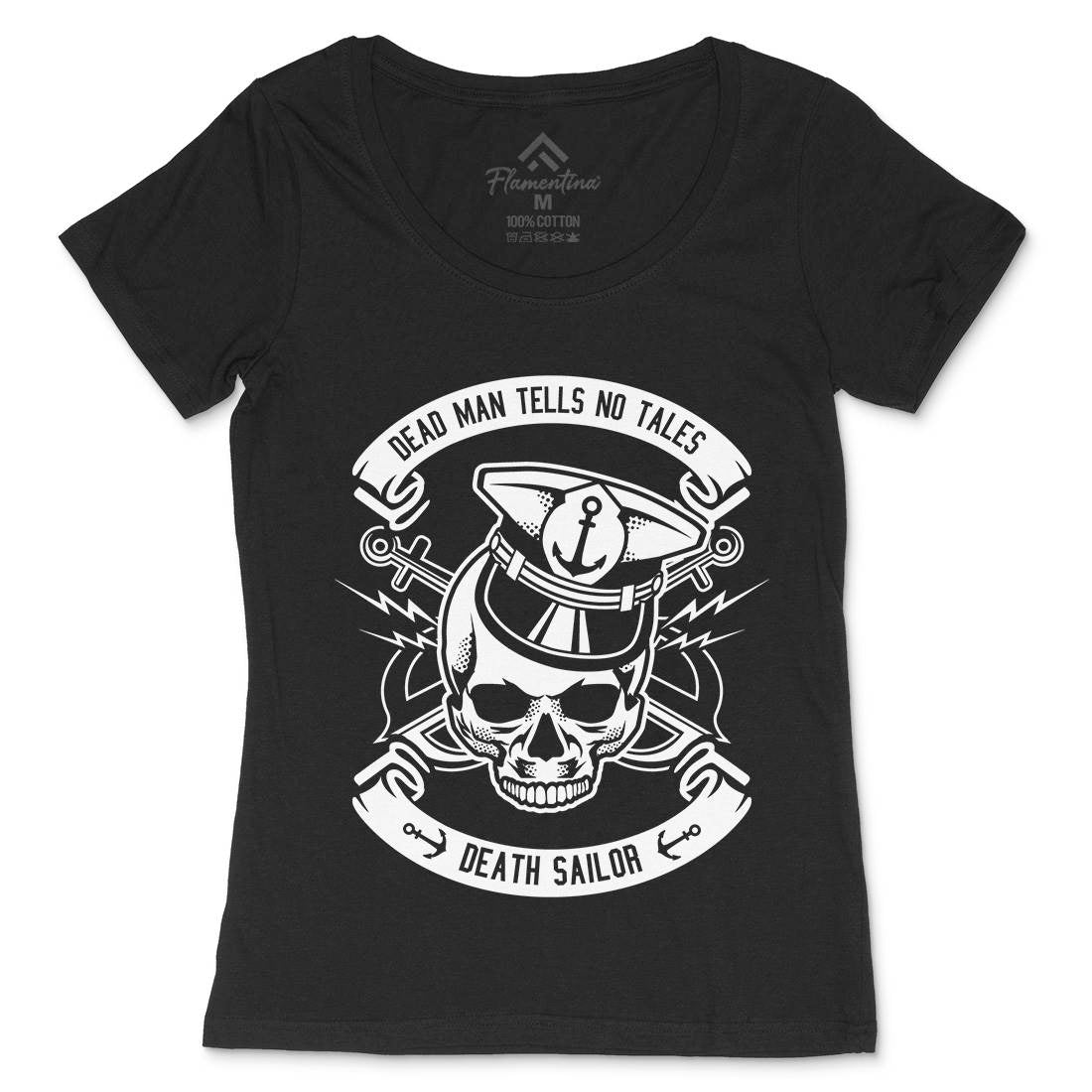 Death Sailor Womens Scoop Neck T-Shirt Navy B529