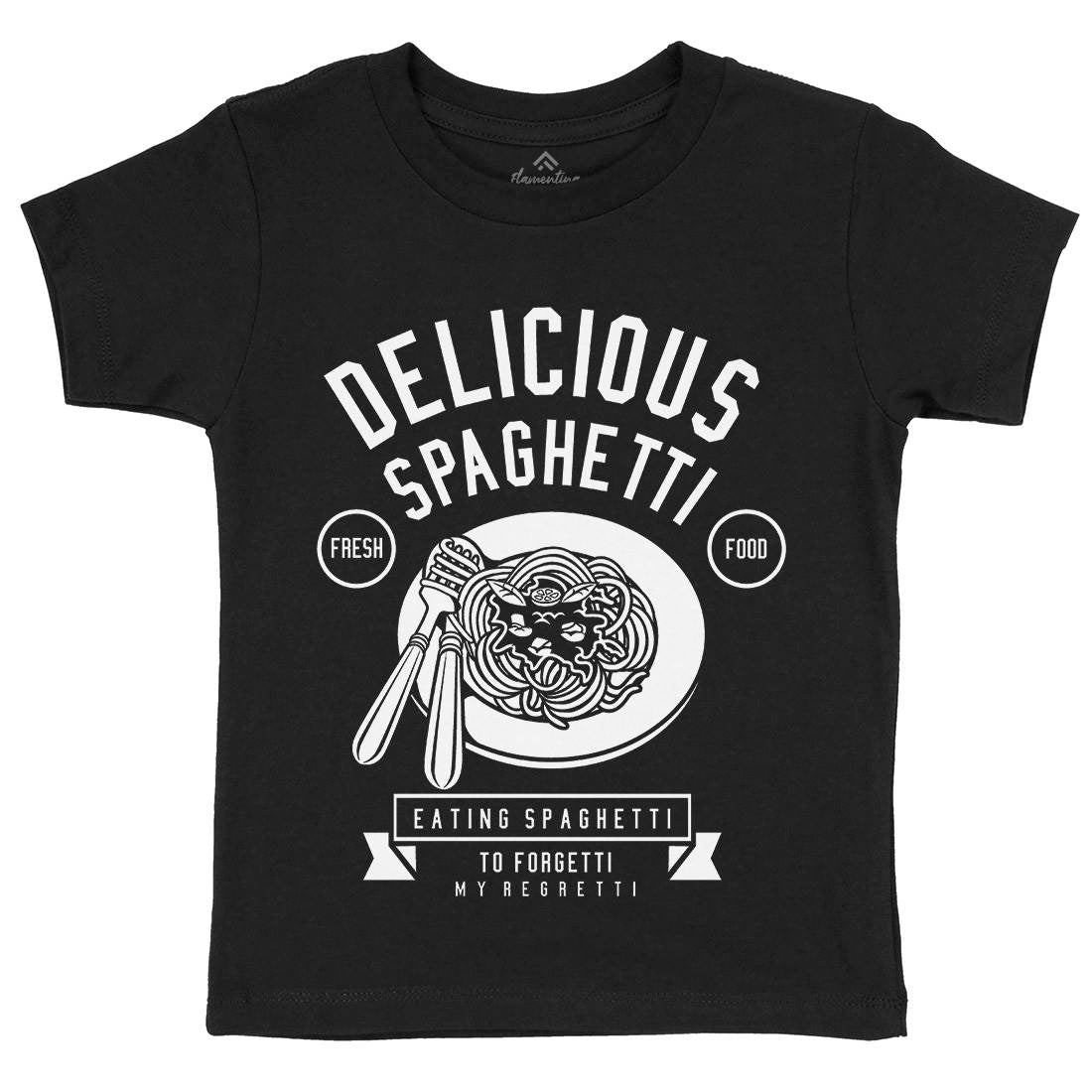 Delicious Spaghetti Kids Crew Neck T-Shirt Food B530
